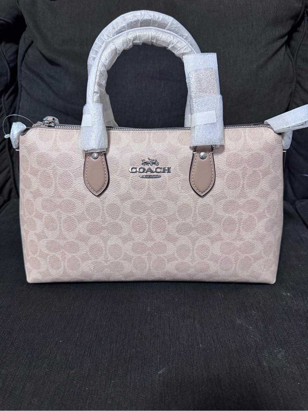 COACH Georgia Signature Satchel Sand/Taupe